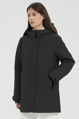 Hooded Winter Warm Parka Full Zip Lightweight #color_black