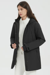 Hooded Winter Warm Parka Full Zip Lightweight #color_black