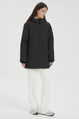 Hooded Winter Warm Parka Full Zip Lightweight #color_black