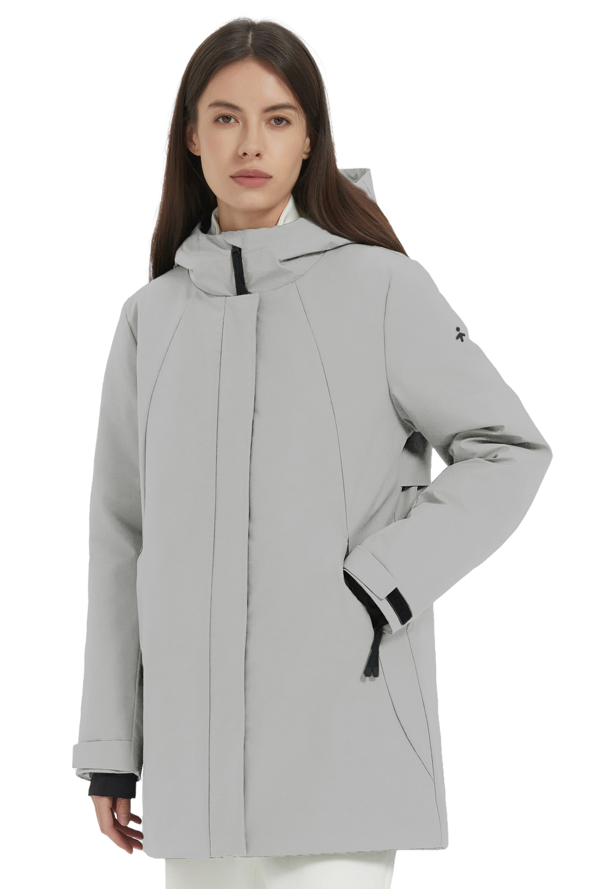 Hooded Winter Warm Parka Full Zip Lightweight #color_gray