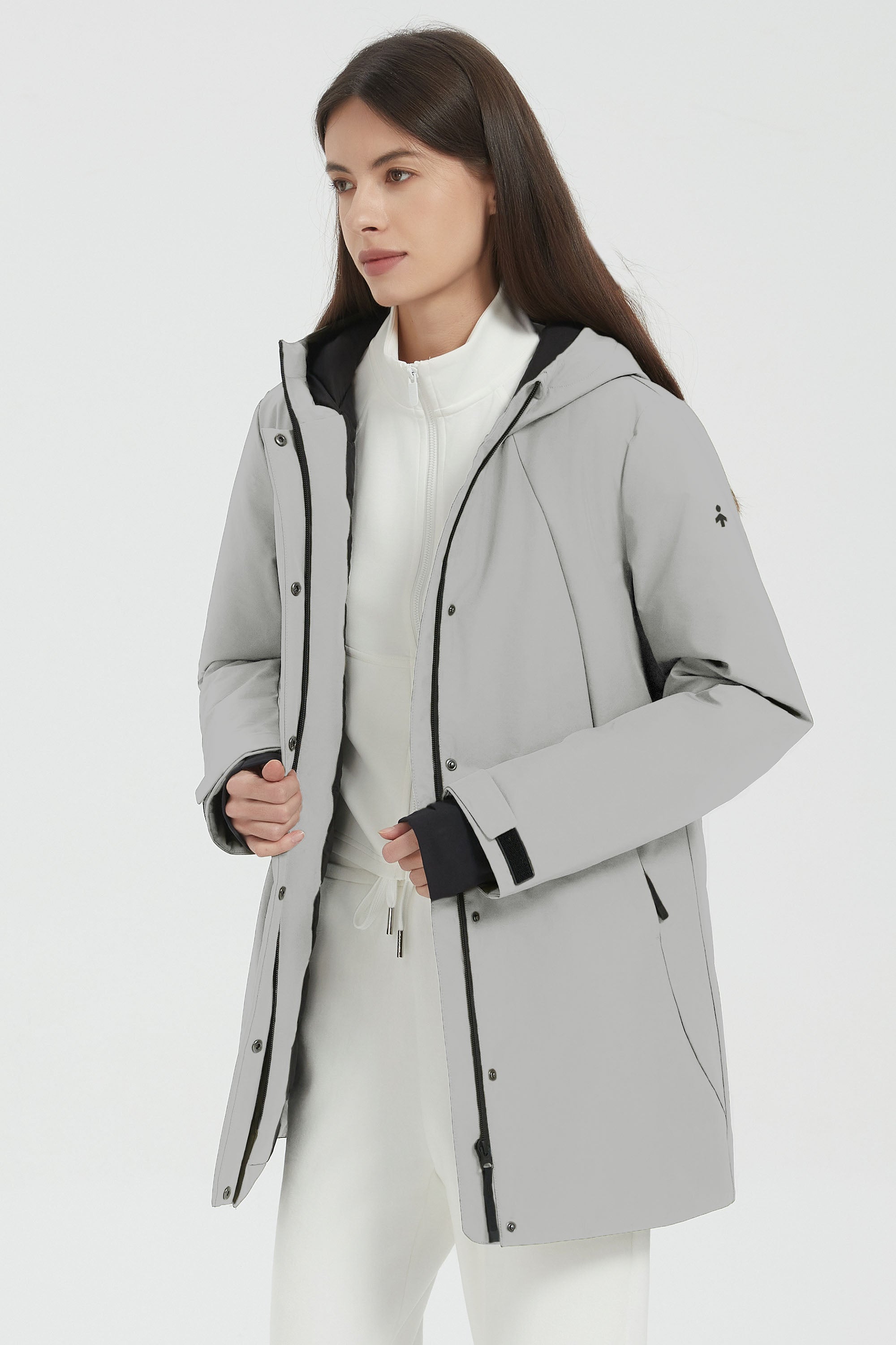 Hooded Winter Warm Parka Full Zip Lightweight #color_gray