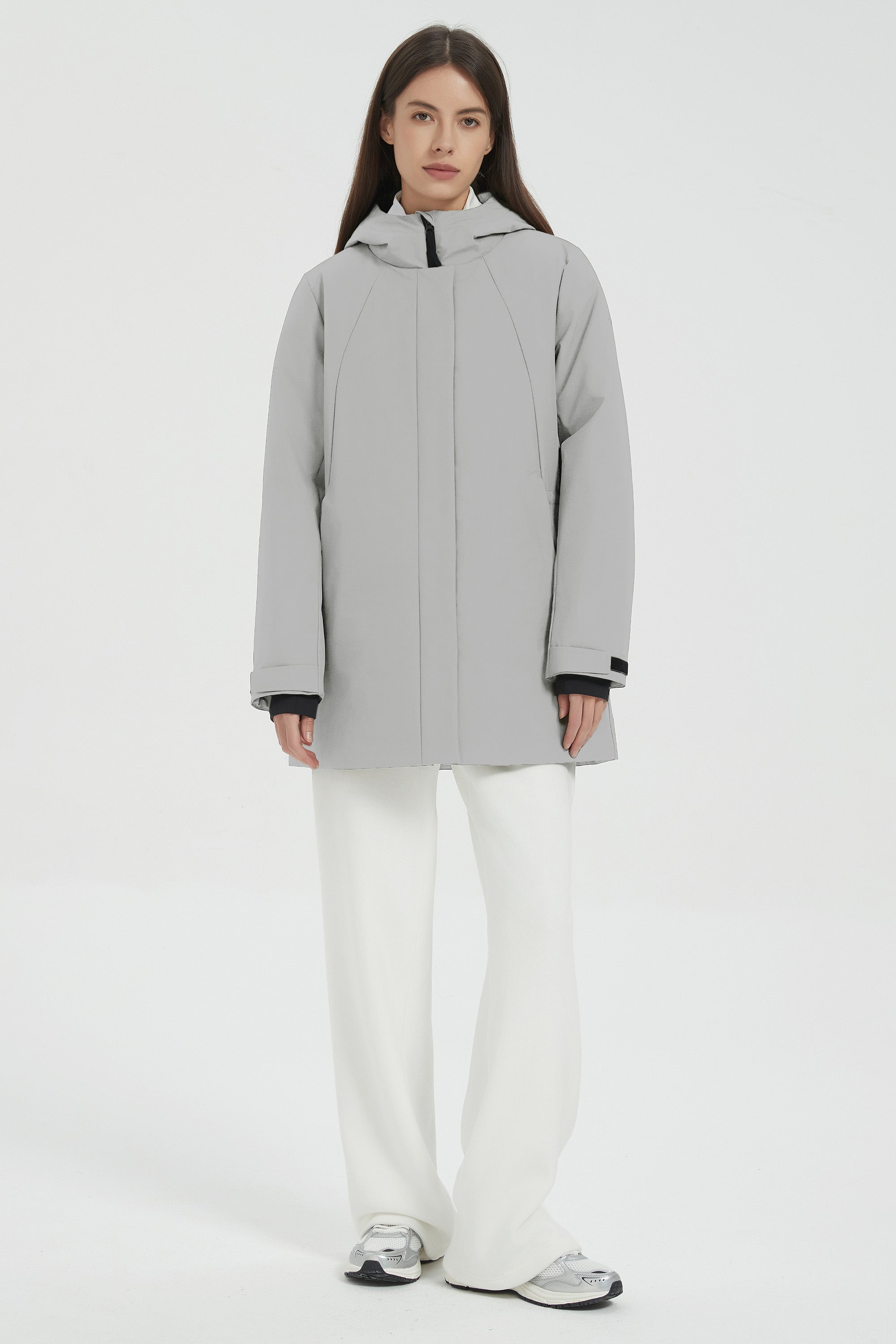 Hooded Winter Warm Parka Full Zip Lightweight #color_gray