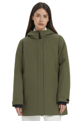 Hooded Winter Warm Parka Full Zip Lightweight #color_dark green
