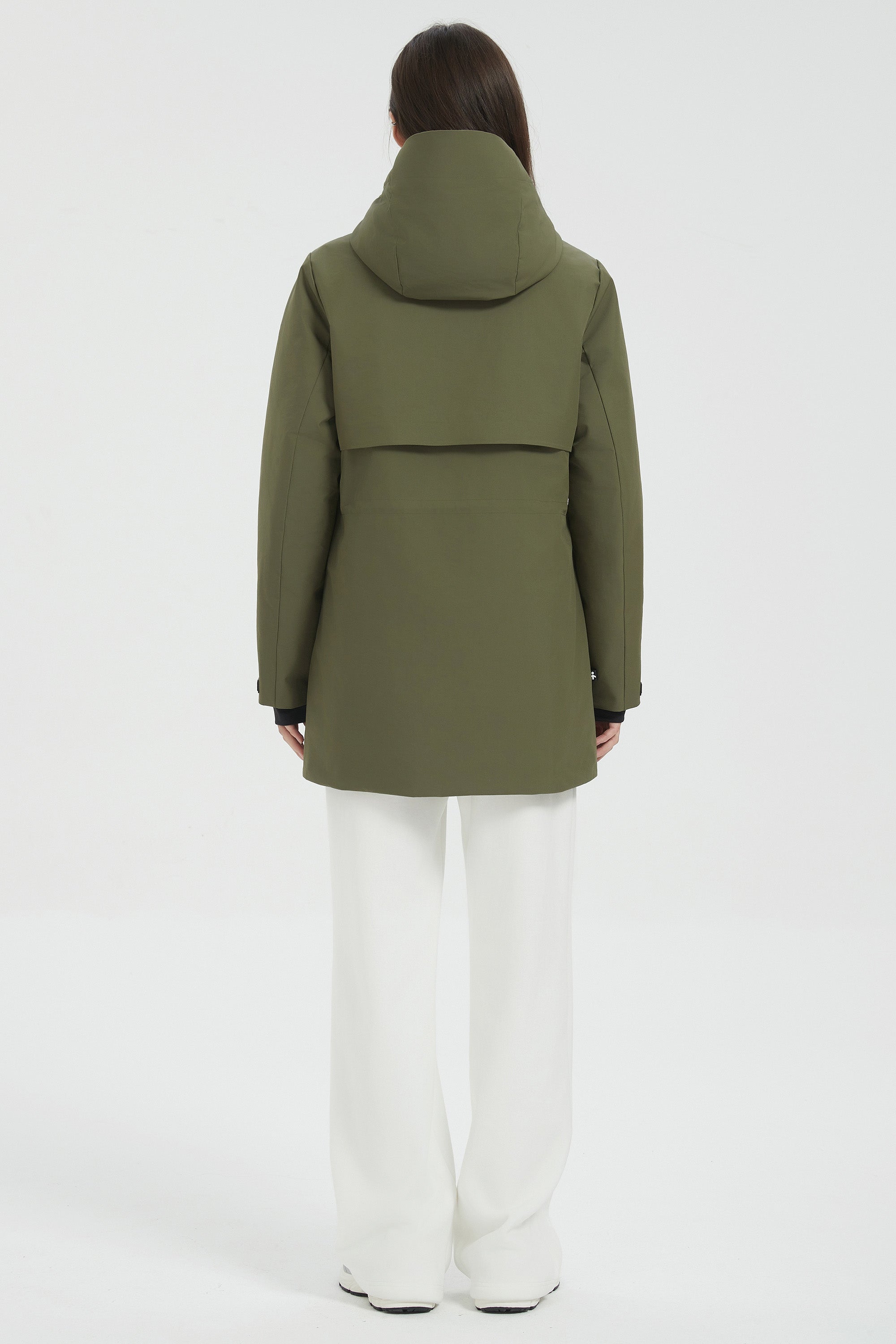 Hooded Winter Warm Parka Full Zip Lightweight #color_dark green