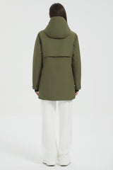 Hooded Winter Warm Parka Full Zip Lightweight #color_dark green