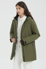 Hooded Winter Warm Parka Full Zip Lightweight #color_dark green