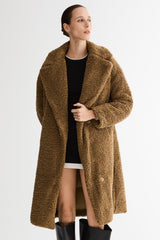 Orolay-Knee-Length Fleece Lapel Down Coat-#color_Nuthatch