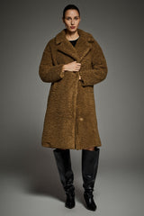 Orolay-Knee-Length Fleece Lapel Down Coat-#color_Nuthatch