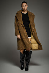 Orolay-Knee-Length Fleece Lapel Down Coat-#color_Nuthatch