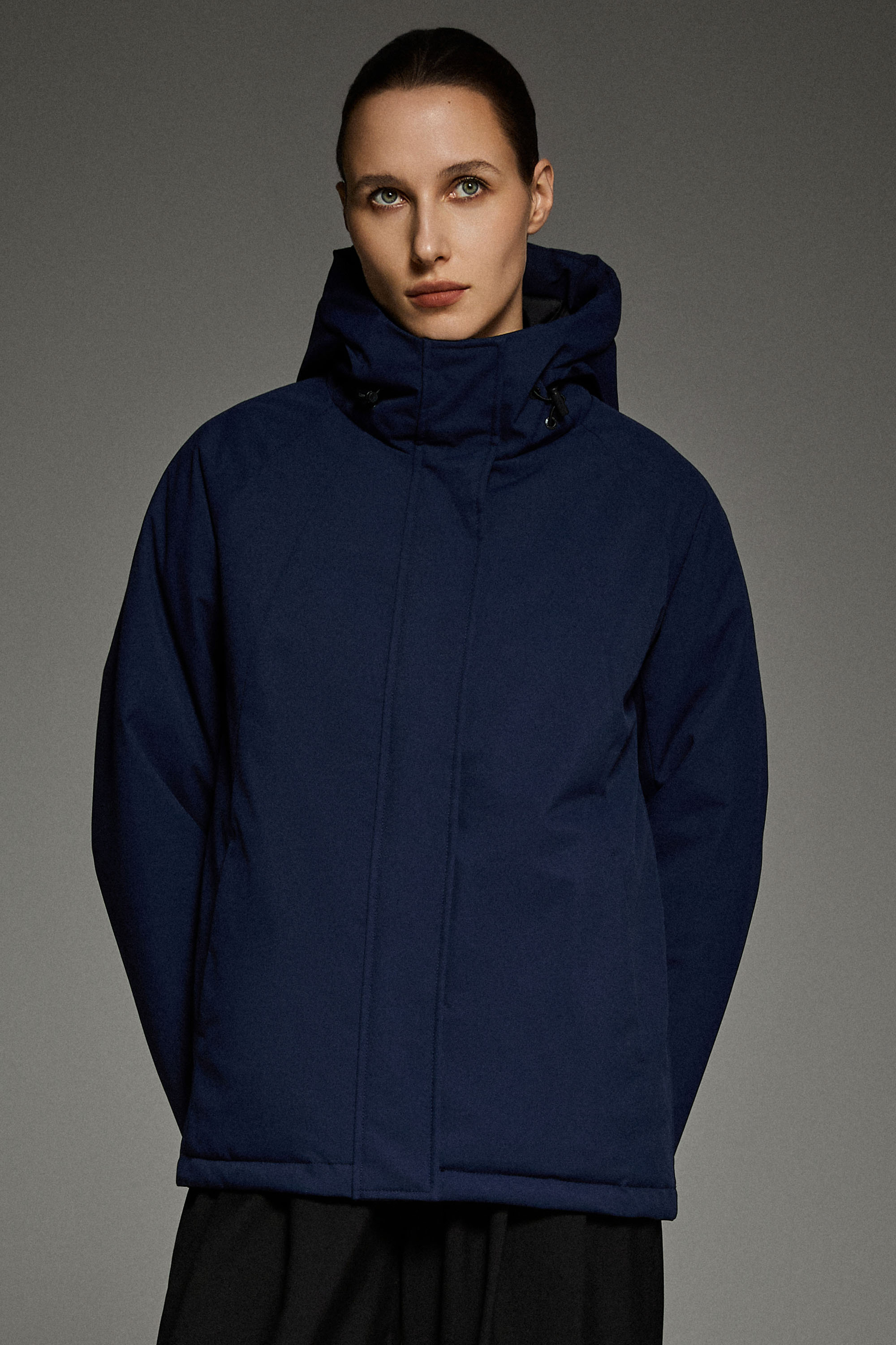 Lightweight Cropped Everyday Parka Jacket orolay #color_navy