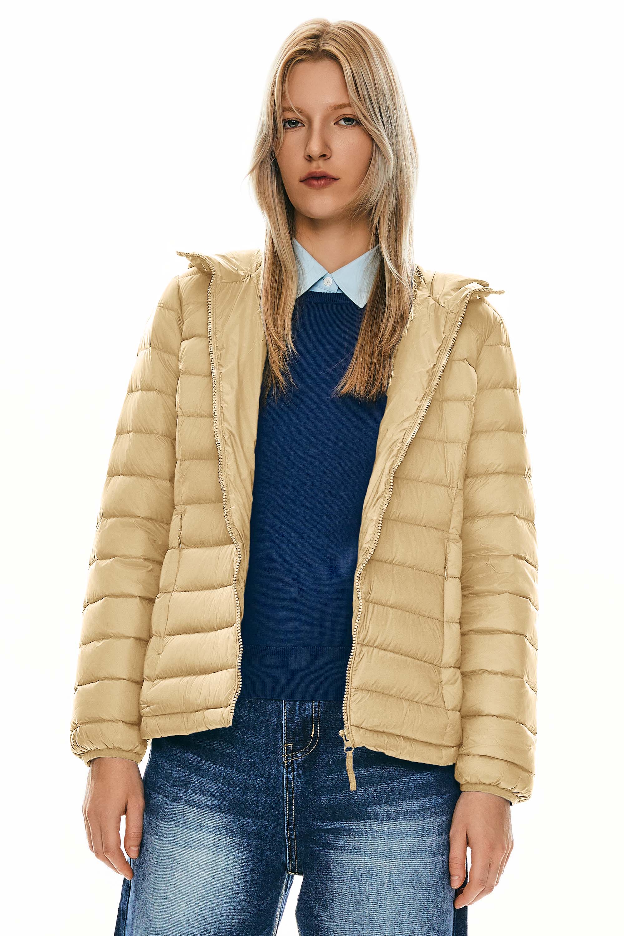 Orolay-Lightweight Packable Down Jacket with Stand Collar-#color_khaki