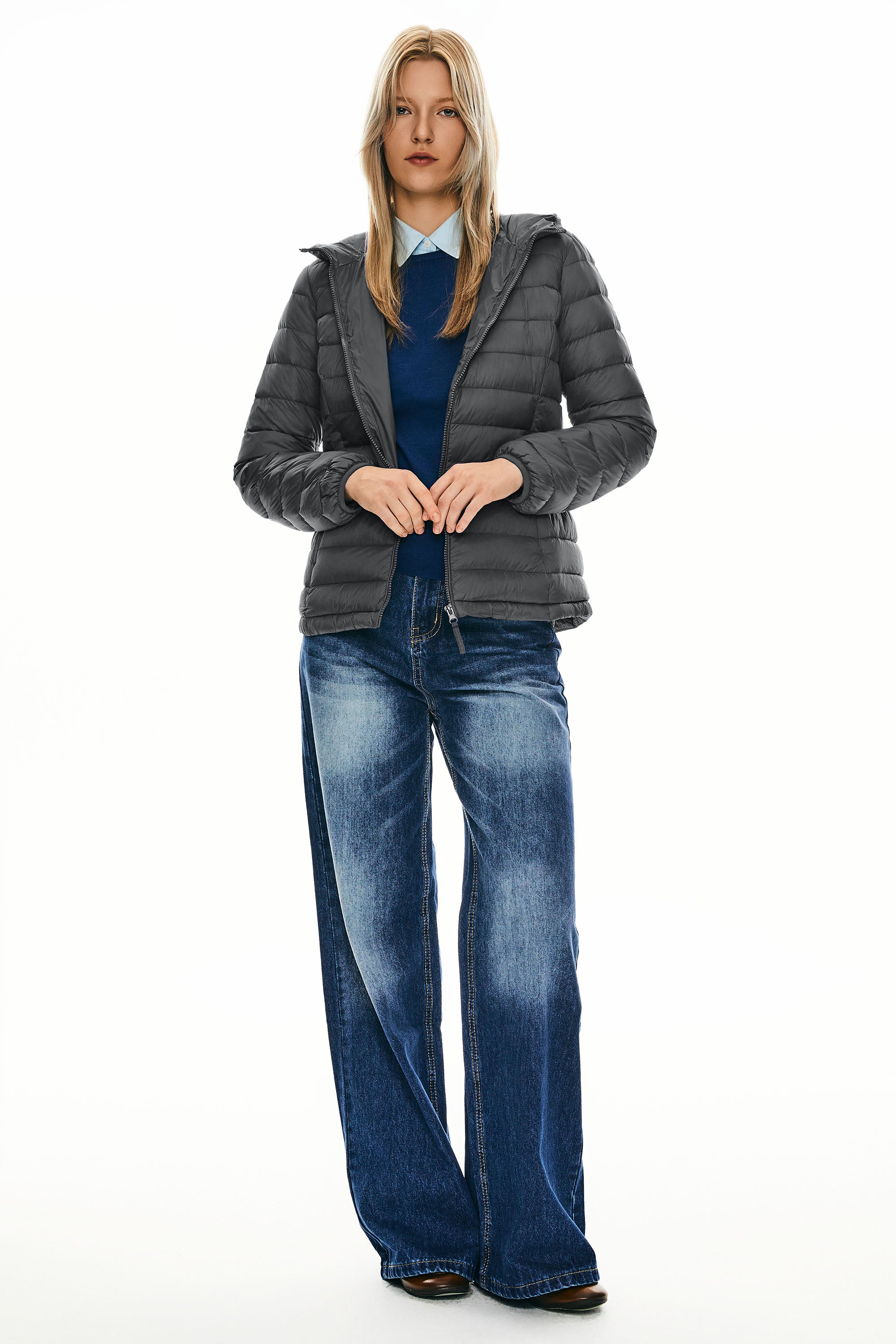 Orolay-Lightweight Packable Down Jacket with Stand Collar-#color_darkgray