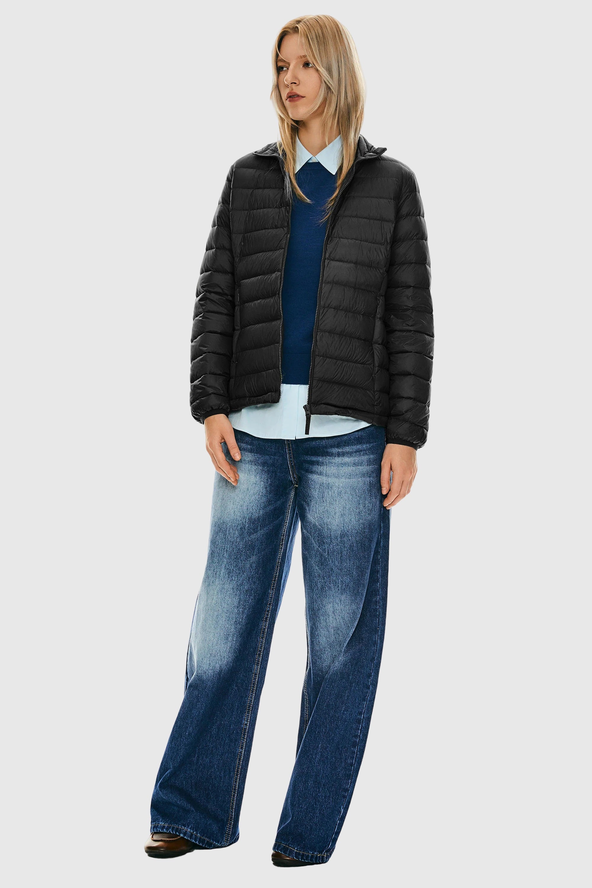 Lightweight Quilted Packable Down Jacket - Orolay, #color_Black