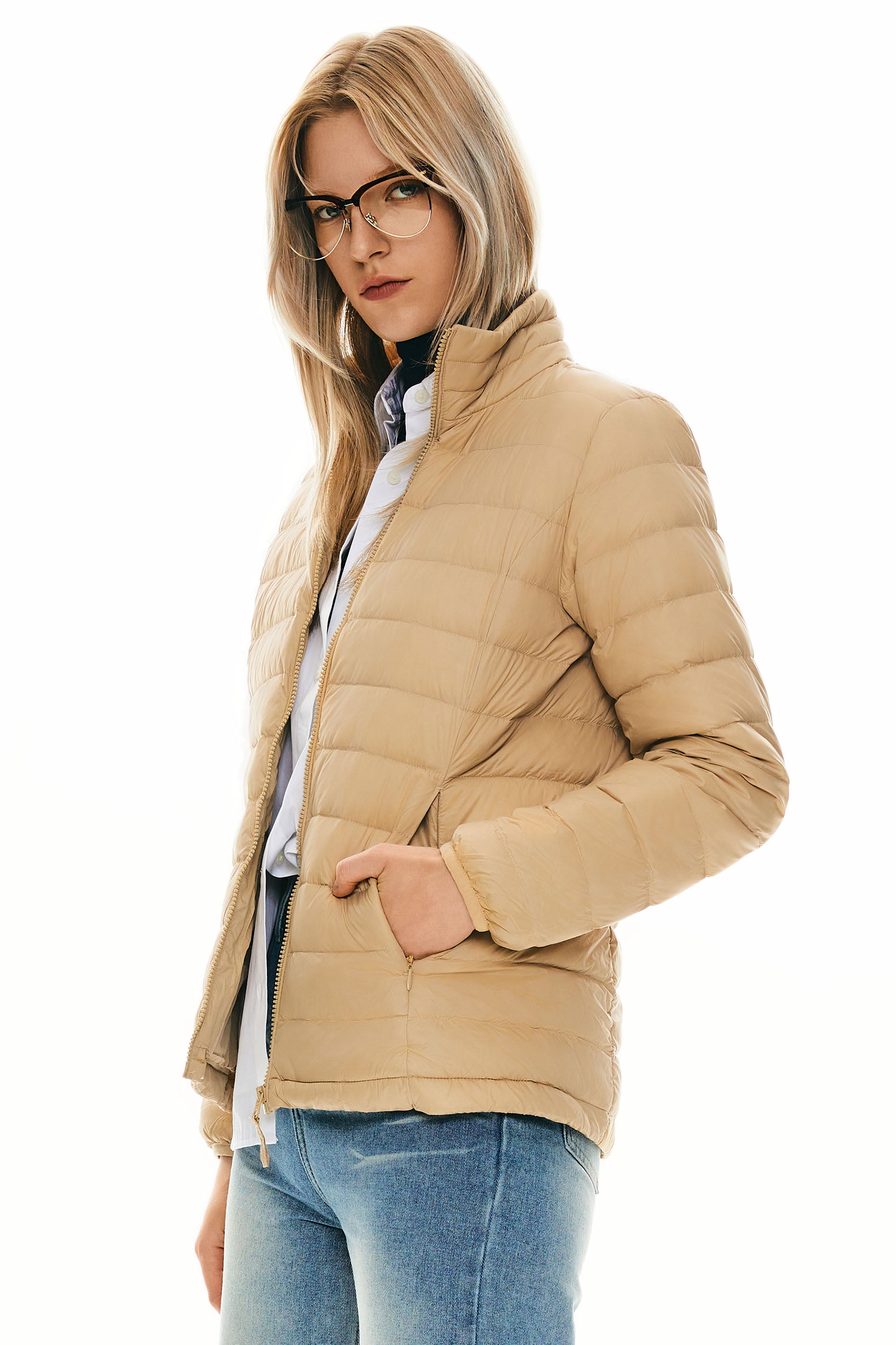 Lightweight Quilted Packable Down Jacket - Orolay, #color_khaki