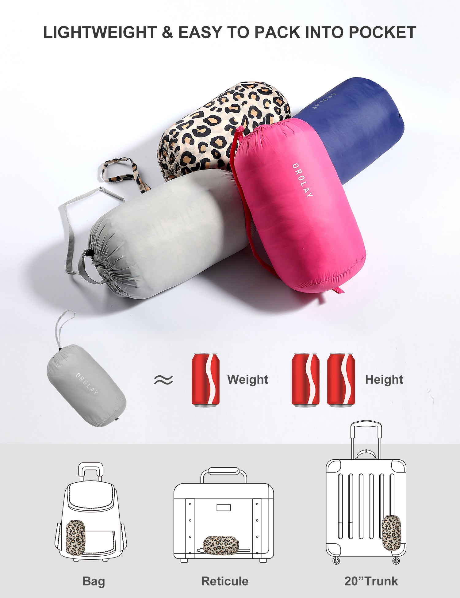 Lightweight Quilted Packable Down Jacket - Orolay, #color_Black,Lightgray,navy,khaki,armygreen,Pink