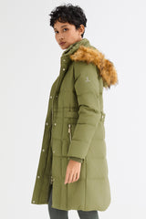 Long Faux Fur Hooded Down Coat - Orolay, #color_Sage Green