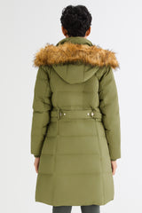 Long Faux Fur Hooded Down Coat - Orolay, #color_Sage Green