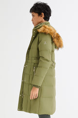 Long Faux Fur Hooded Down Coat - Orolay, #color_Sage Green