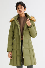 Long Faux Fur Hooded Down Coat - Orolay, #color_Sage Green