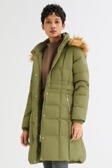 Long Faux Fur Hooded Down Coat - Orolay, #color_Sage Green