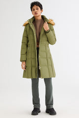 Long Faux Fur Hooded Down Coat - Orolay, #color_Sage Green