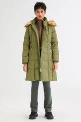 Long Faux Fur Hooded Down Coat - Orolay, #color_Sage Green