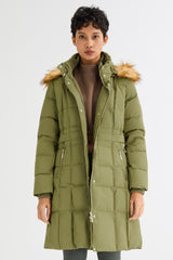 Long Faux Fur Hooded Down Coat - Orolay, #color_Sage Green
