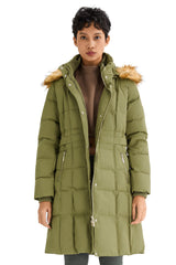 Long Faux Fur Hooded Down Coat - Orolay, #color_Sage Green