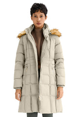 Long Faux Fur Hooded Down Coat - Orolay, #color_Oat Milk