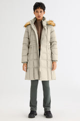 Long Faux Fur Hooded Down Coat - Orolay, #color_Oat Milk
