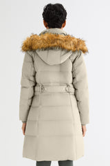 Long Faux Fur Hooded Down Coat - Orolay, #color_Oat Milk