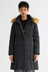 Long Faux Fur Hooded Down Coat - Orolay, #color_Black