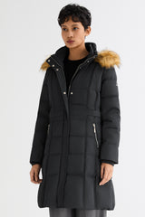 Long Faux Fur Hooded Down Coat - Orolay, #color_Black
