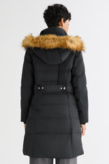 Long Faux Fur Hooded Down Coat - Orolay, #color_Black