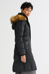 Long Faux Fur Hooded Down Coat - Orolay, #color_Black