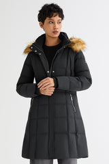 Long Faux Fur Hooded Down Coat - Orolay, #color_Black