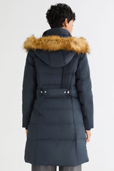 Long Faux Fur Hooded Down Coat - Orolay, #color_Pageant Blue