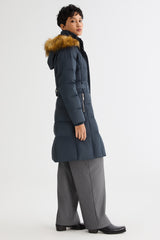 Long Faux Fur Hooded Down Coat - Orolay, #color_Pageant Blue