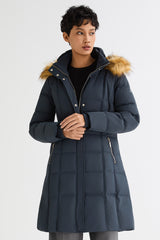 Long Faux Fur Hooded Down Coat - Orolay, #color_Pageant Blue