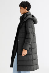Orolay Long Hooded Quilted Puffer Jacket #color_black