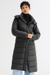 Orolay Long Hooded Quilted Puffer Jacket #color_black