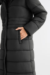 Orolay Long Hooded Quilted Puffer Jacket #color_black
