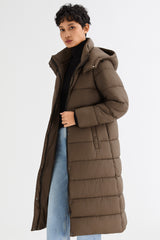 Orolay Long Hooded Quilted Puffer Jacket #color_coffee