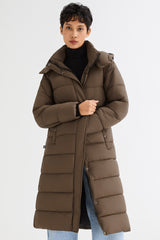 Orolay Long Hooded Quilted Puffer Jacket #color_coffee