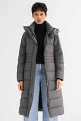 Orolay Long Hooded Quilted Puffer Jacket #color_gray