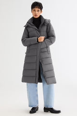 Orolay Long Hooded Quilted Puffer Jacket #color_gray