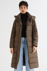 Orolay Long Hooded Quilted Puffer Jacket #color_coffee