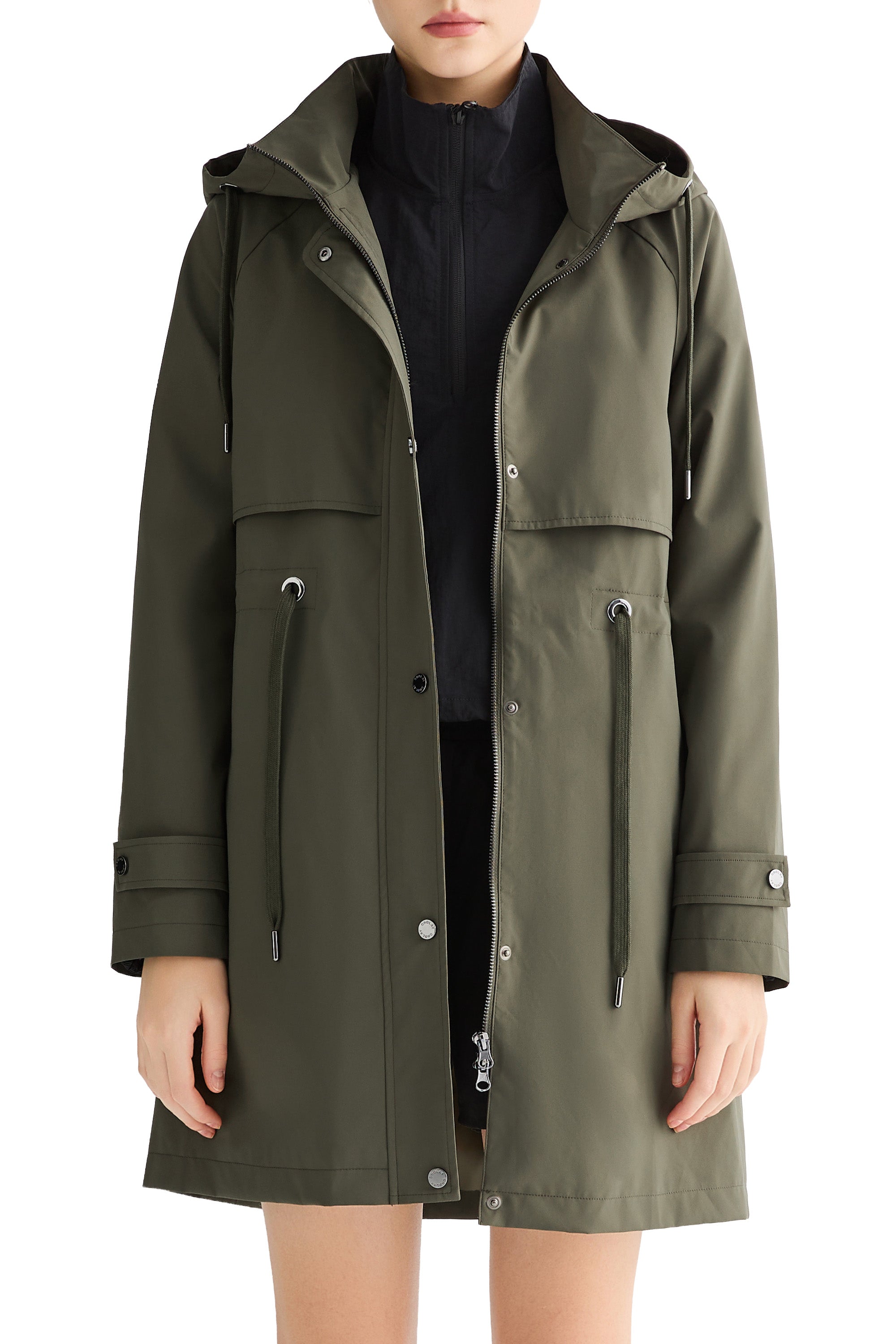 Orolay-Long Hooded Windbreaker-#color_olive