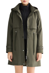 Orolay-Long Hooded Windbreaker-#color_olive