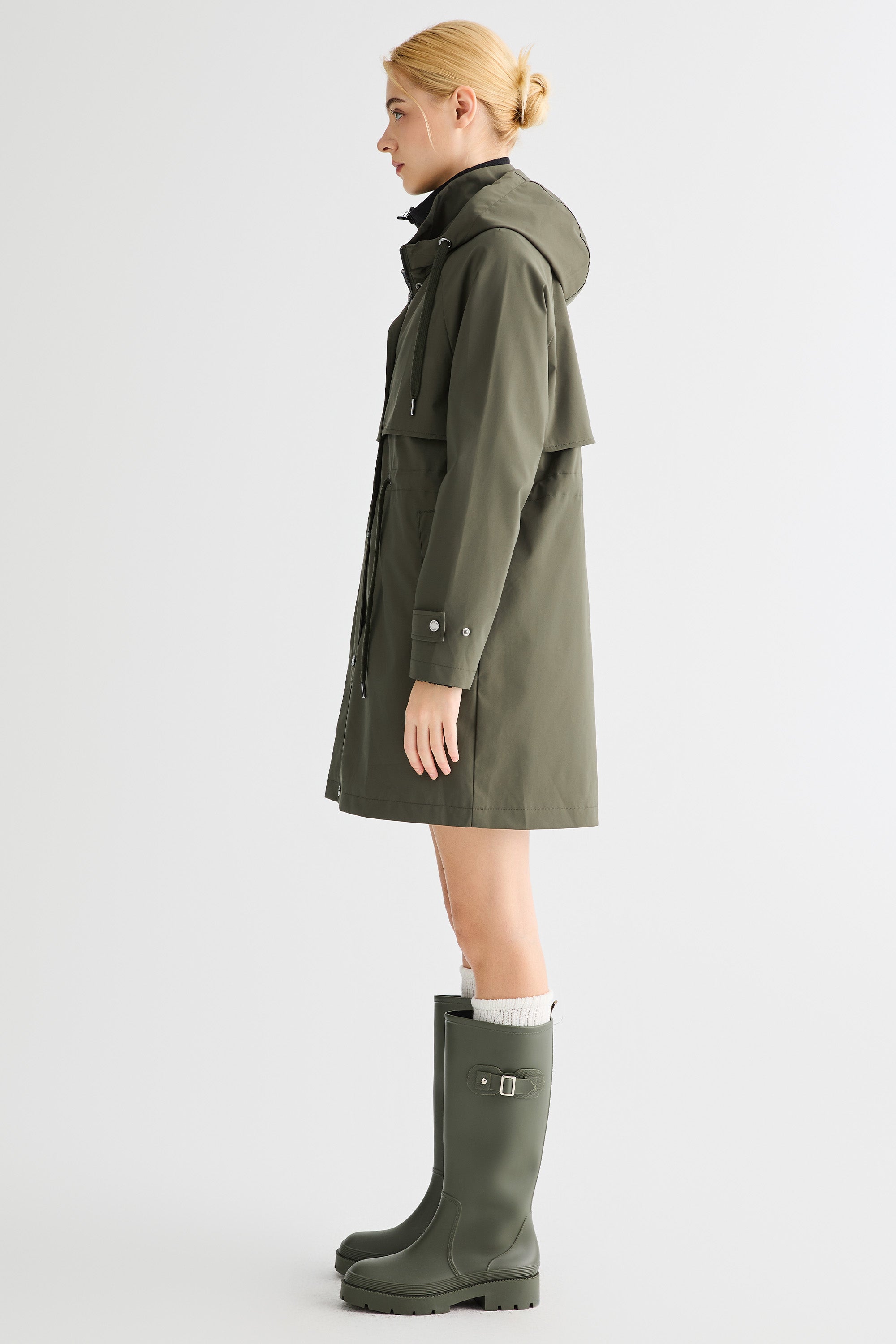 Orolay-Long Hooded Windbreaker-#color_olive